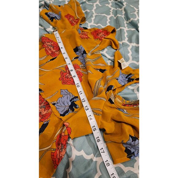 Japna Size Small Orange Floral Short Sleeve Cold Shoulder Romper - Picture 5 of 11
